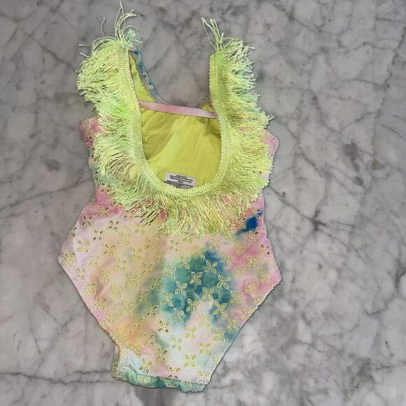 Shade Critters Watercolor Eyelet Fringe Back Girls One Piece Swimsuit 6-12 m - Picture 4 of 8